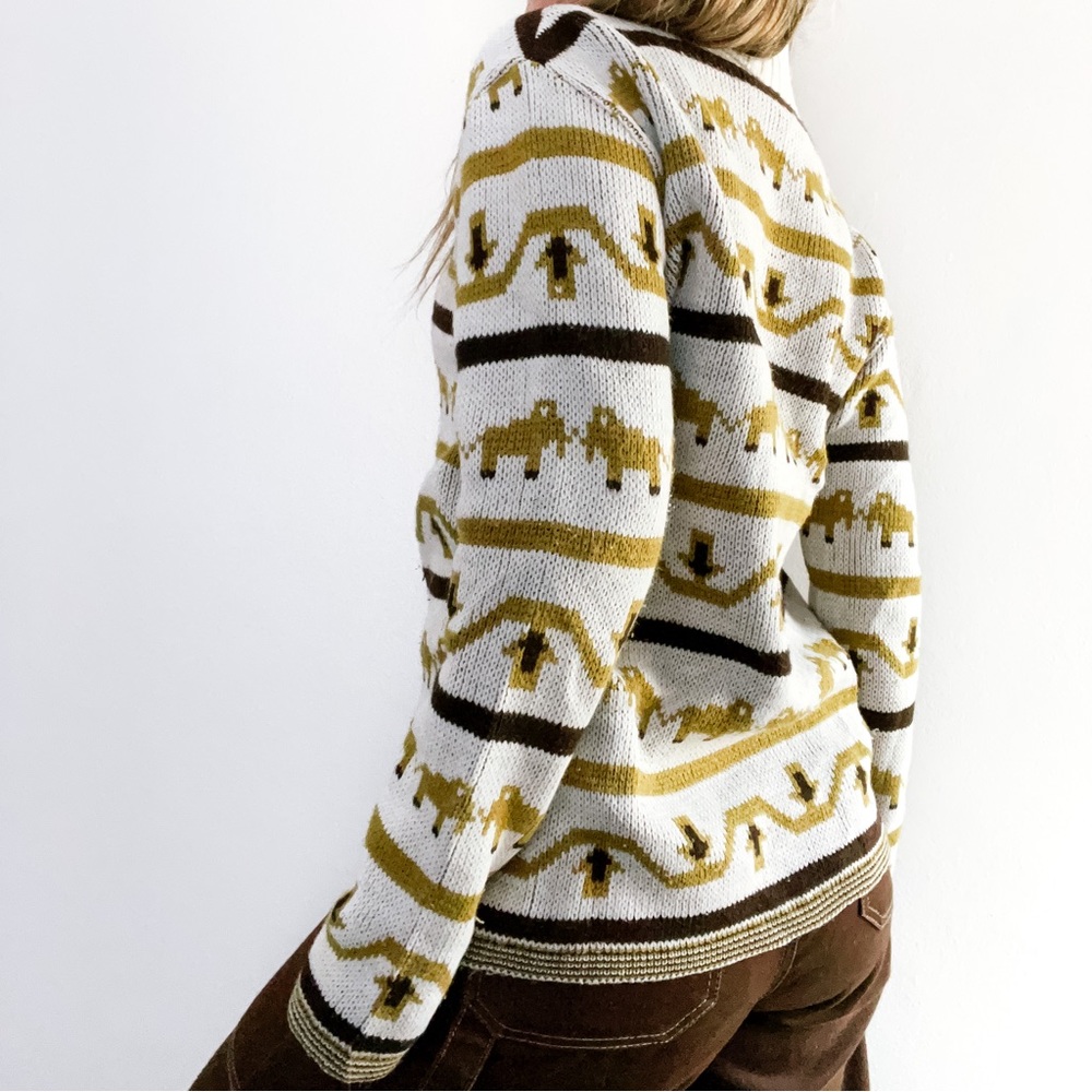 Vintage Elephant Knit Sweater 1990s • No Brand • Size M/L - Picture 3 of 10